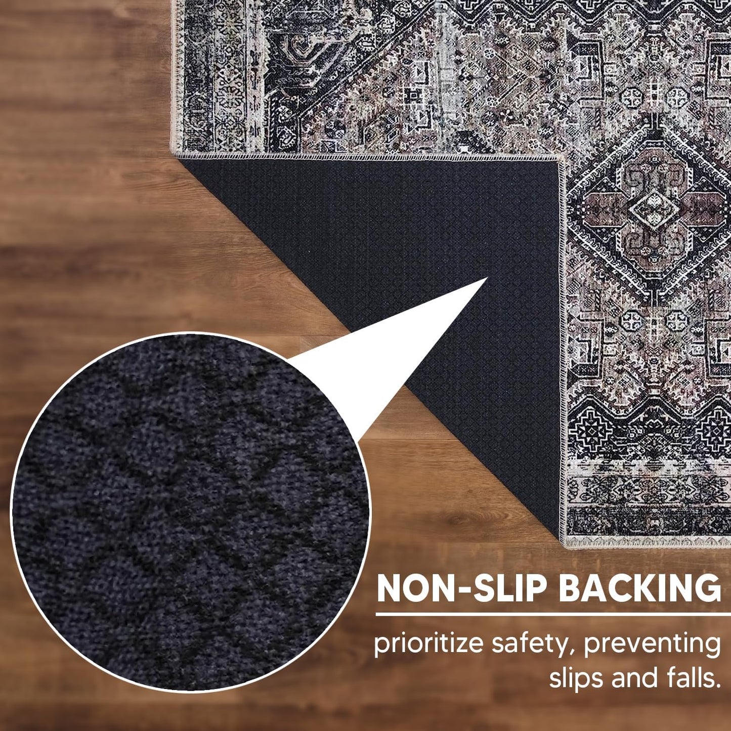 Keen Home Design 4x6 Rug - Machine Washable Area Rug with Non-Slip Backing, Ideal for Living Room, Dining Room, Bedroom - Vintage, Easy Clean, Durable, Low Pile Rug - (4' x 6')