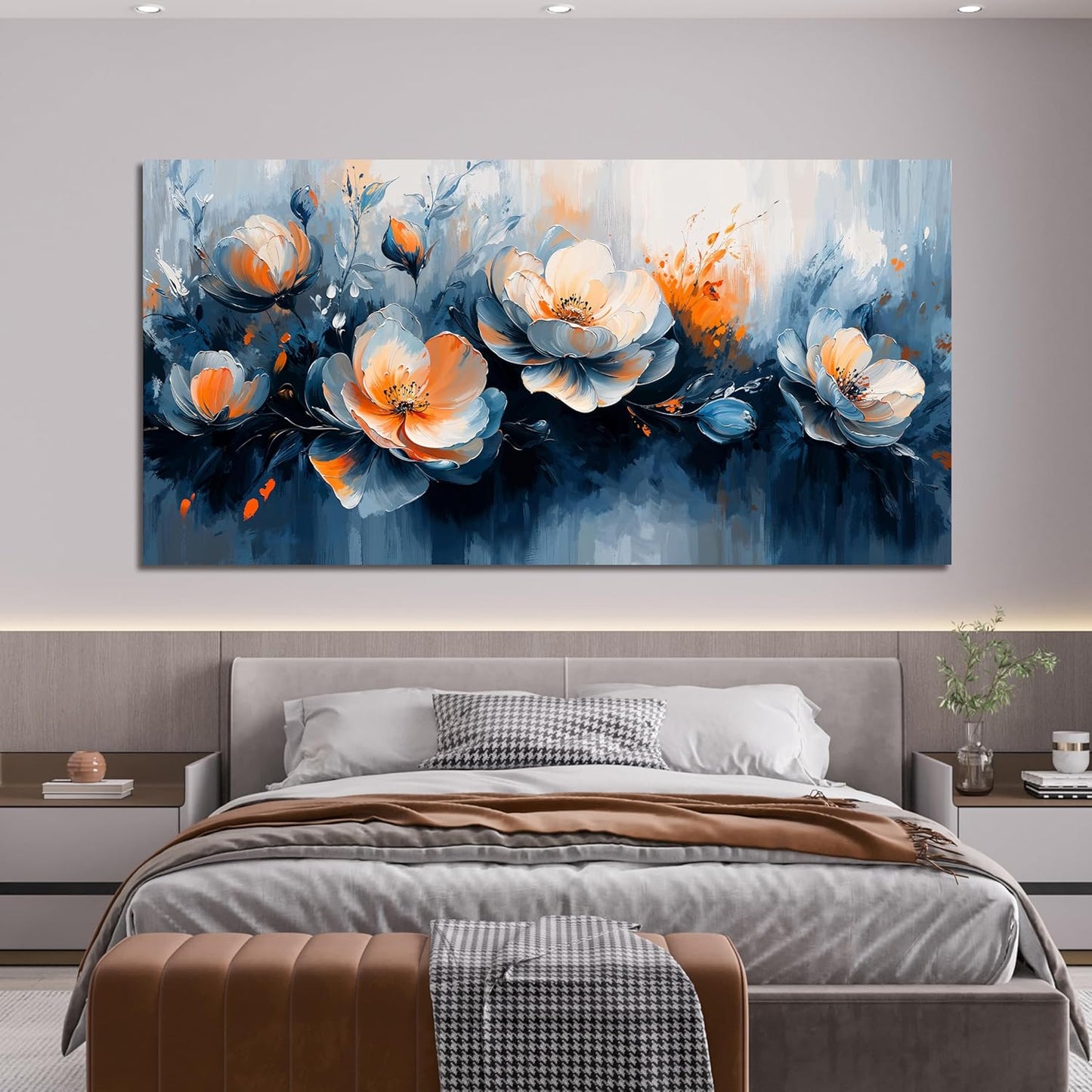 Canvas Wall Art Decor Wall Art Pictures for Living Room Artwork for Walls Large White Flowers Wall Art Prints Canvas Art Wall Decor Oversized Vintage Botanical Wall Art Bedroom Home Decor 29" X 58"