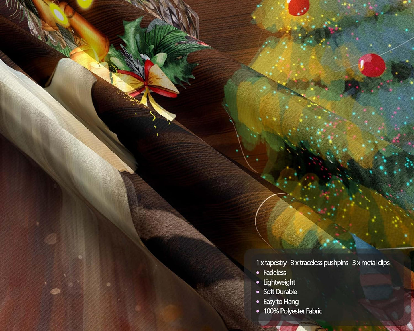 QGHOT Christmas Tapestry Wall Hanging Christmas Tree Backdrop Cute Ghost Wall Decor Xmas Holiday Tapestries for Kids Bedroom Living Room Dorm Party Decoration, Large