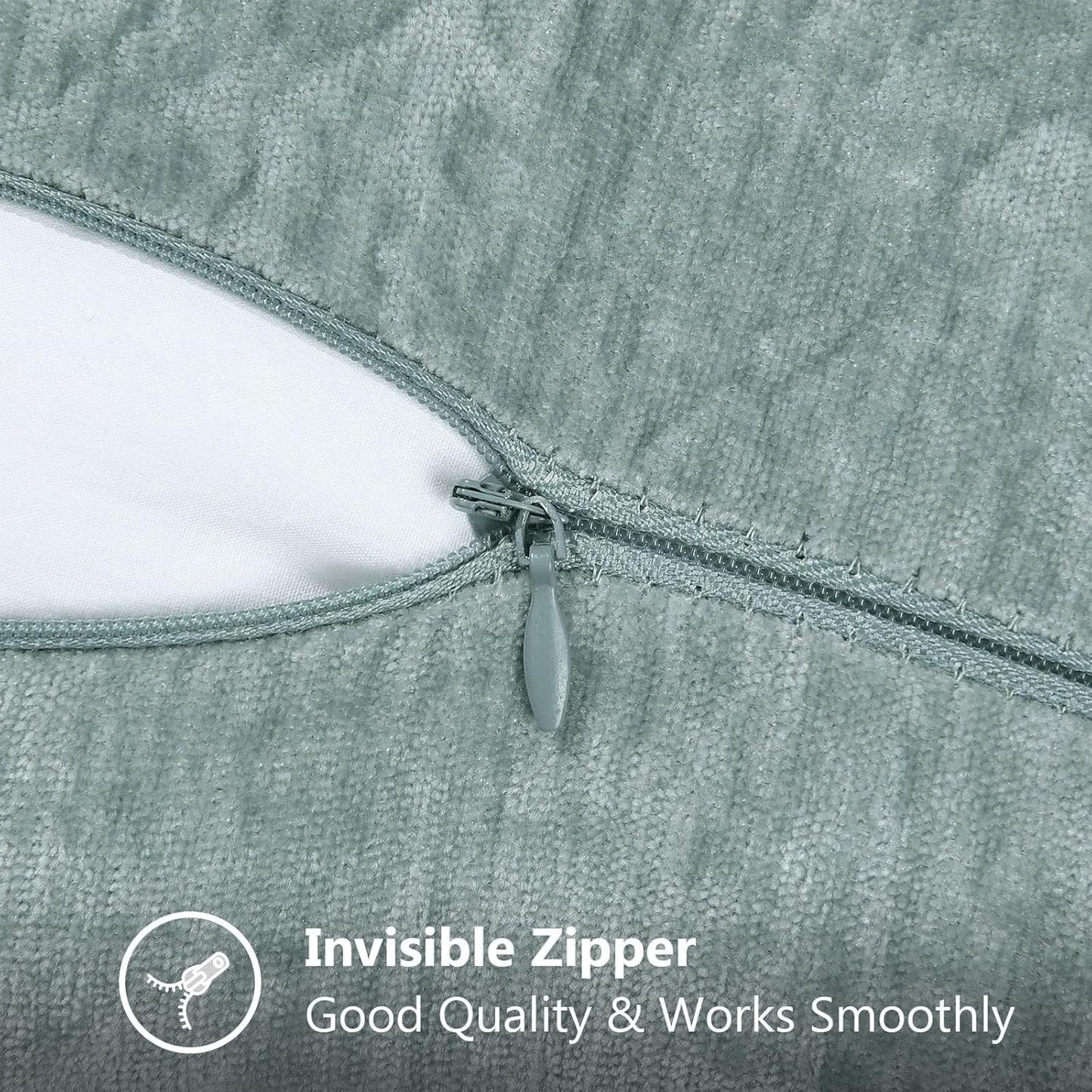 decorUhome Chenille Soft Throw Pillow Covers 20x20 Set of 2, Farmhouse Velvet Neutral Decorative Euro Pillow Covers with Stitched Edge for Couch Sofa Bed Home Decor, Aqua Haze