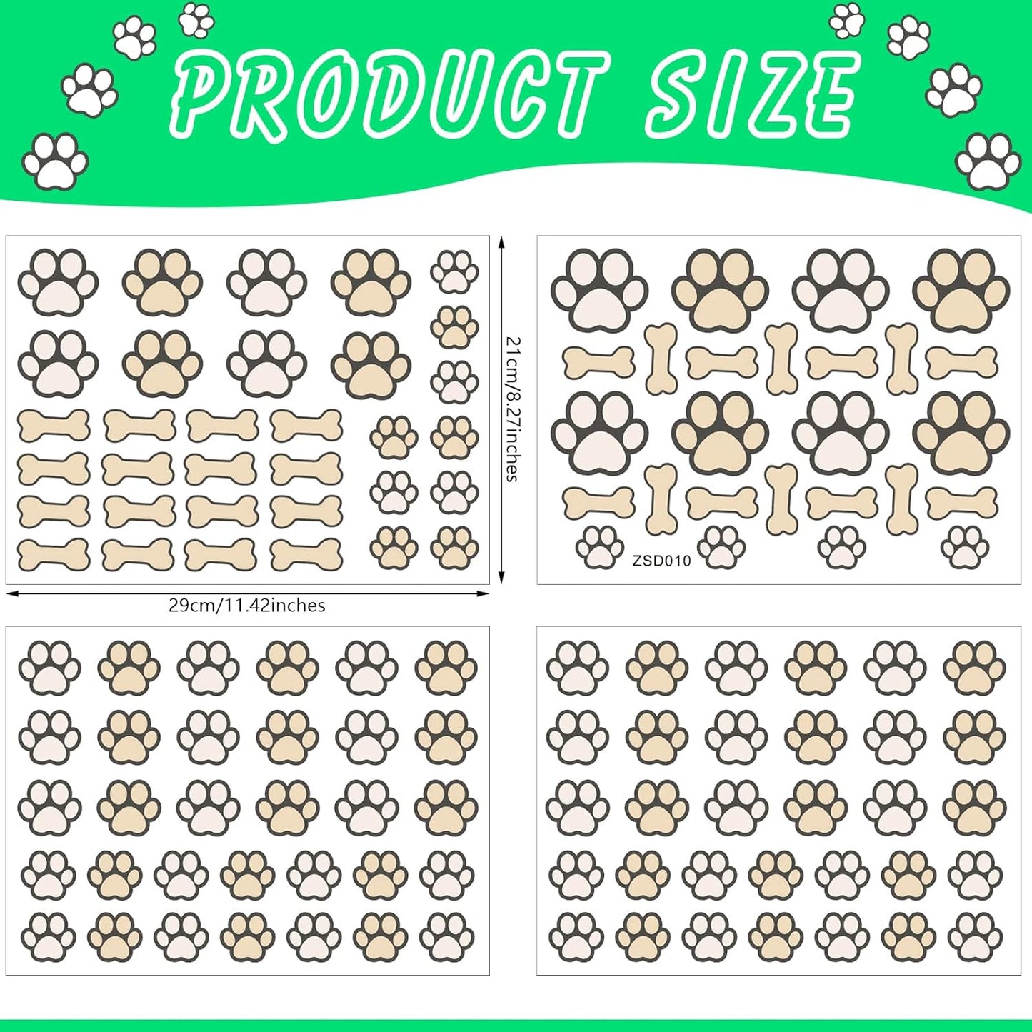 127 Glow in The Dark Dog Paw Stickers Luminous Removable Vinyl Wall Decals for Kids Nursery Bedroom(Green Light)