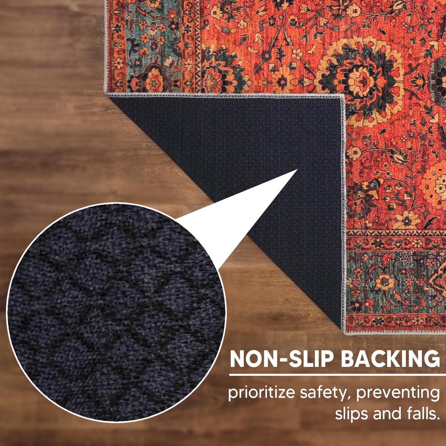 Keen Home Design 9x12 Rug - Machine Washable Area Rug with Non-Slip Backing, Ideal for Living Room, Dining Room, Bedroom - Vintage, Easy Clean, Durable, Low Pile Rug - (9' x 12')