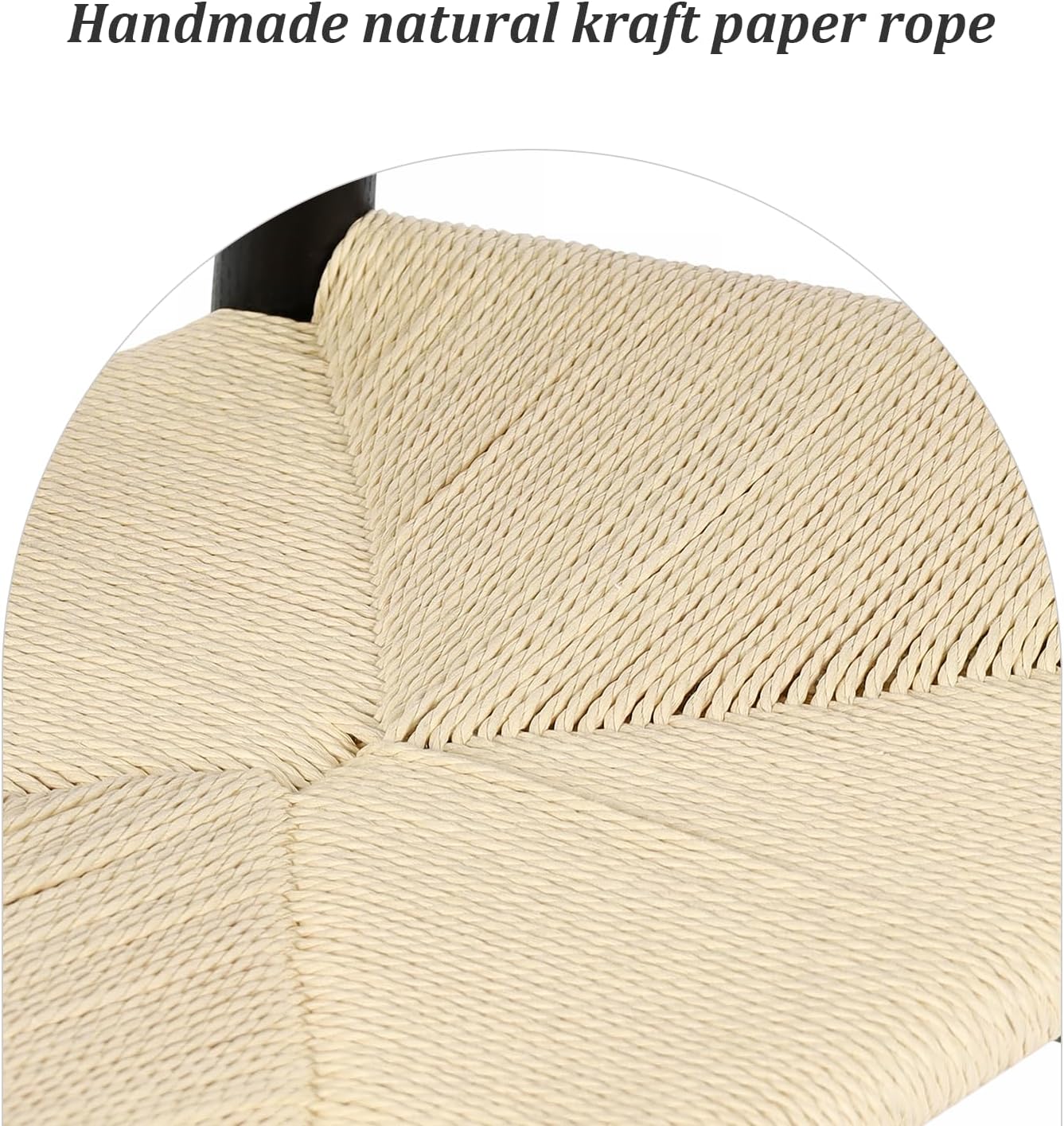 Wishbone Chair Natural Solid Wood Dining Chair/Hans Wegner Y Chair Rattan and Wood Accent Armrest Chairs Set of 2 (Ash Wood - Black + Natural Cord)