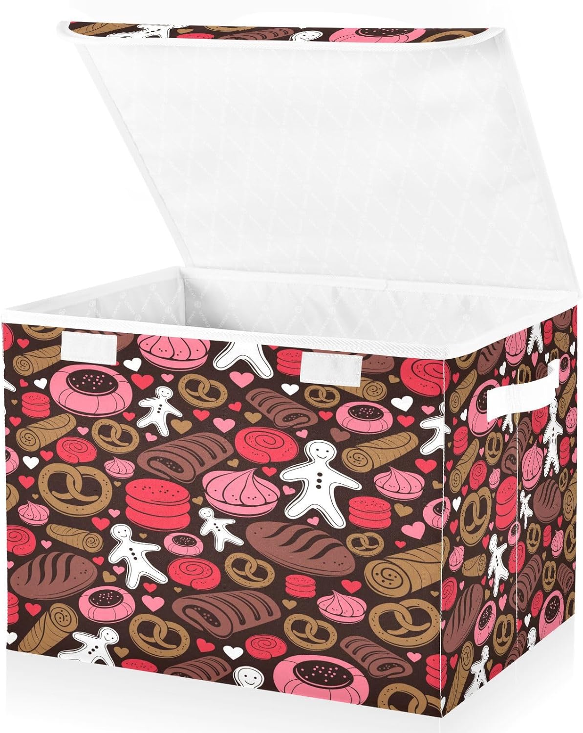 susiyo Holiday Candy Seamless fabric storage baskets with lids,Collapsible Storage Boxes,Foldable storage boxes with handles for Home,Office,Closet Organization