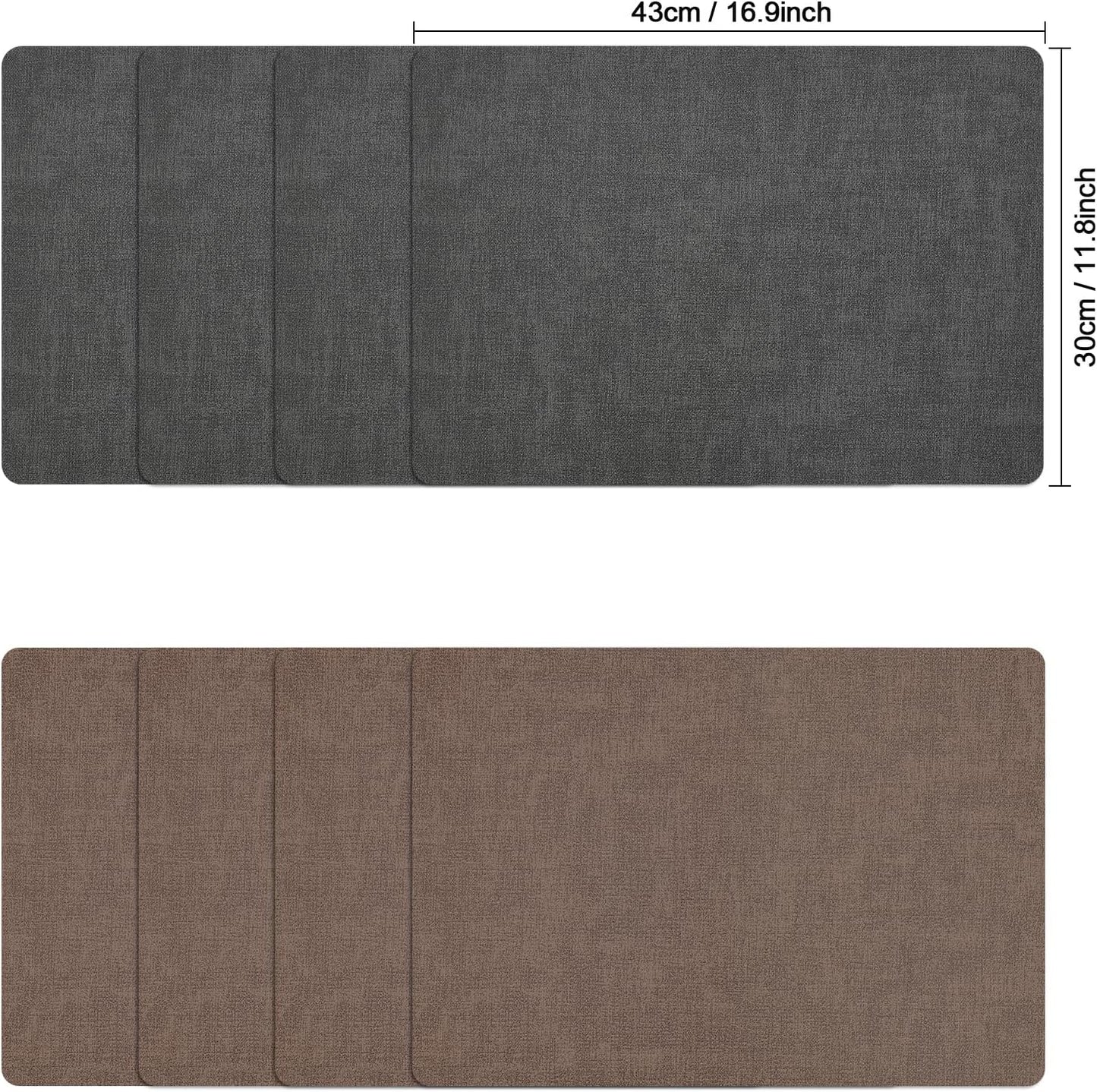 Myir JUN Placemats Dual Sided, Faux Leather Place Mats Set of 6 Indoor Placemat for Dining Table Outdoor Place Mat Square Non-Slip Washable Table Mats (Gray Brown, Set of 6)
