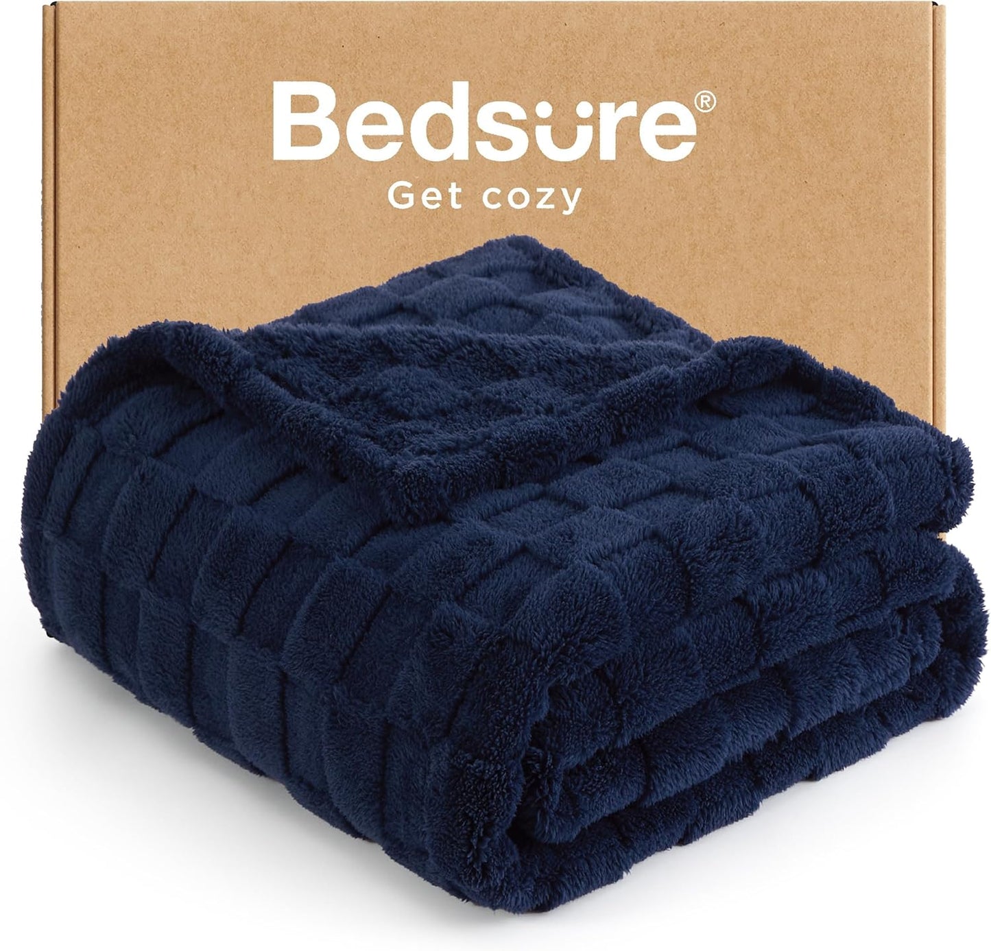 Bedsure GentleSoft Navy Blue Throw Blanket for Couch - Checkered Fleece Blankets Gifts for Women Men Girls, Cute Soft Cozy Throw for Bedroom Home Decor Gifts, 50x60 Inches