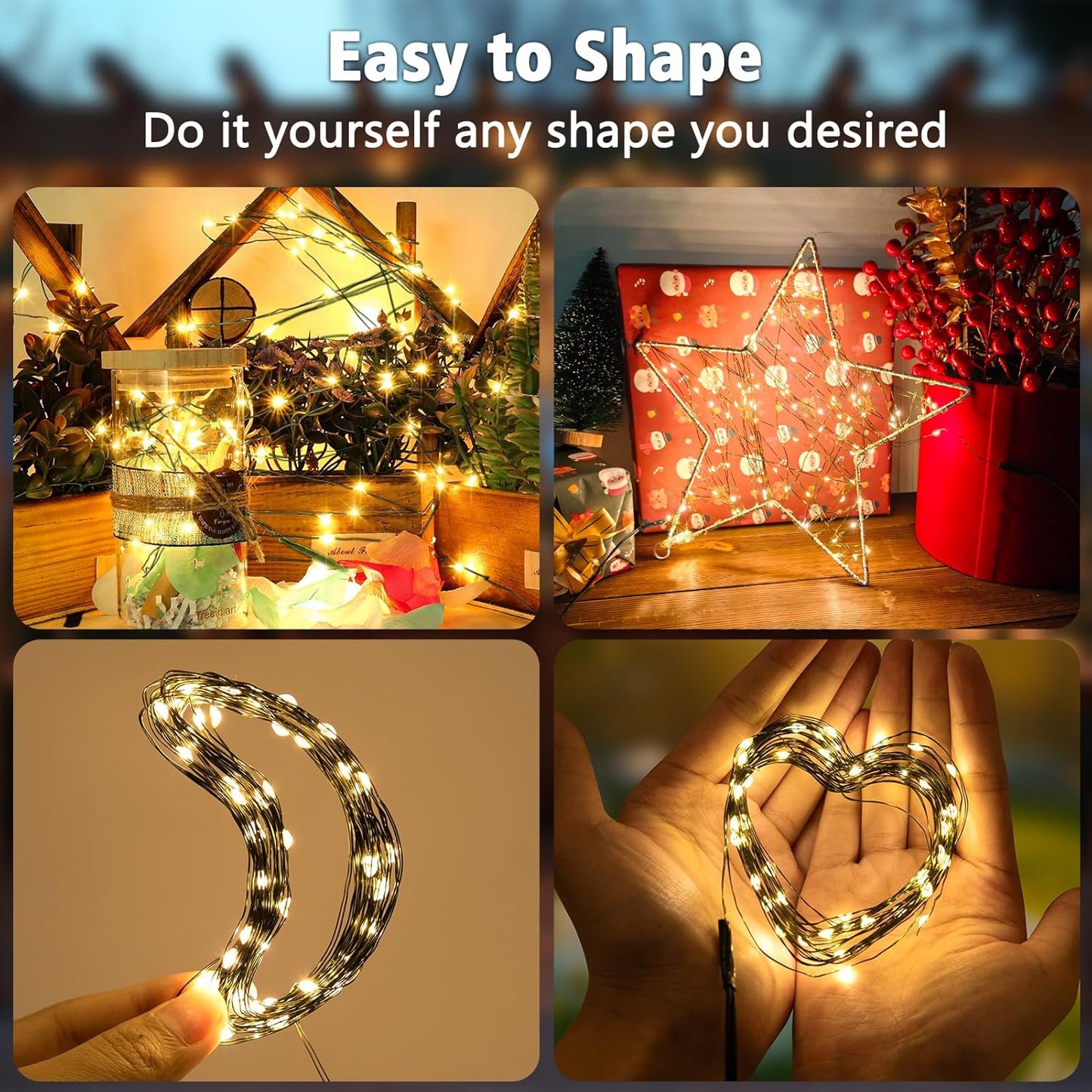 2 Pack Christmas Fairy Lights Battery Operated, 16.4FT 50 LED Dark Green Wire Micro Starry Twinkle Light with Auto Timer Waterproof, String Lights for Indoor Outdoor Yard Decor (Warm White)