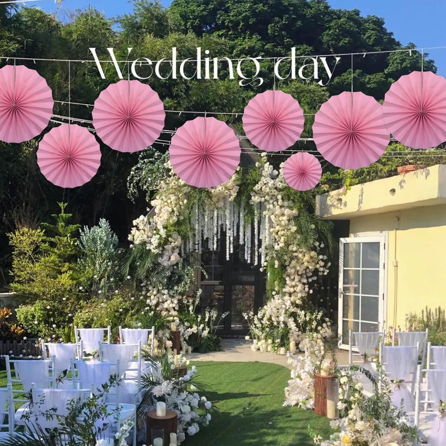 Pink Party Decorations,Pink Paper Decorations for Party,Baby Shower Decorations Party Paper Fans Bulk 12in,Schoolgirl Style Classroom Decor for Party 30 Color DIY Set （Pink）