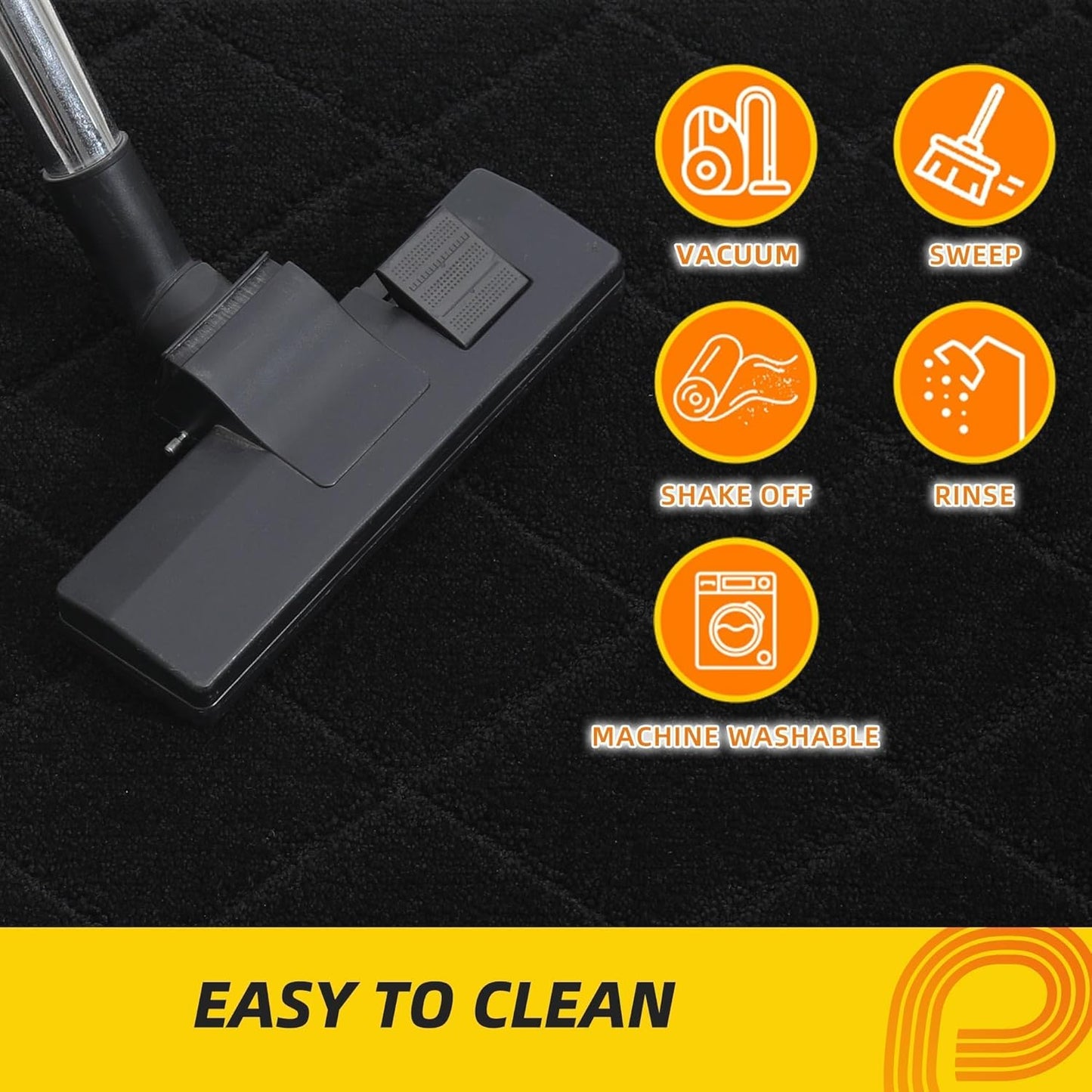 JSEI Dirt Trapper Door Mat 24"x36", Non-Slip Washable Entryway Mats, Dog Door Mat, Stain Resistant and Absorbent Floor Mats, Low Profile Welcome Mat for Front Back Door, Black