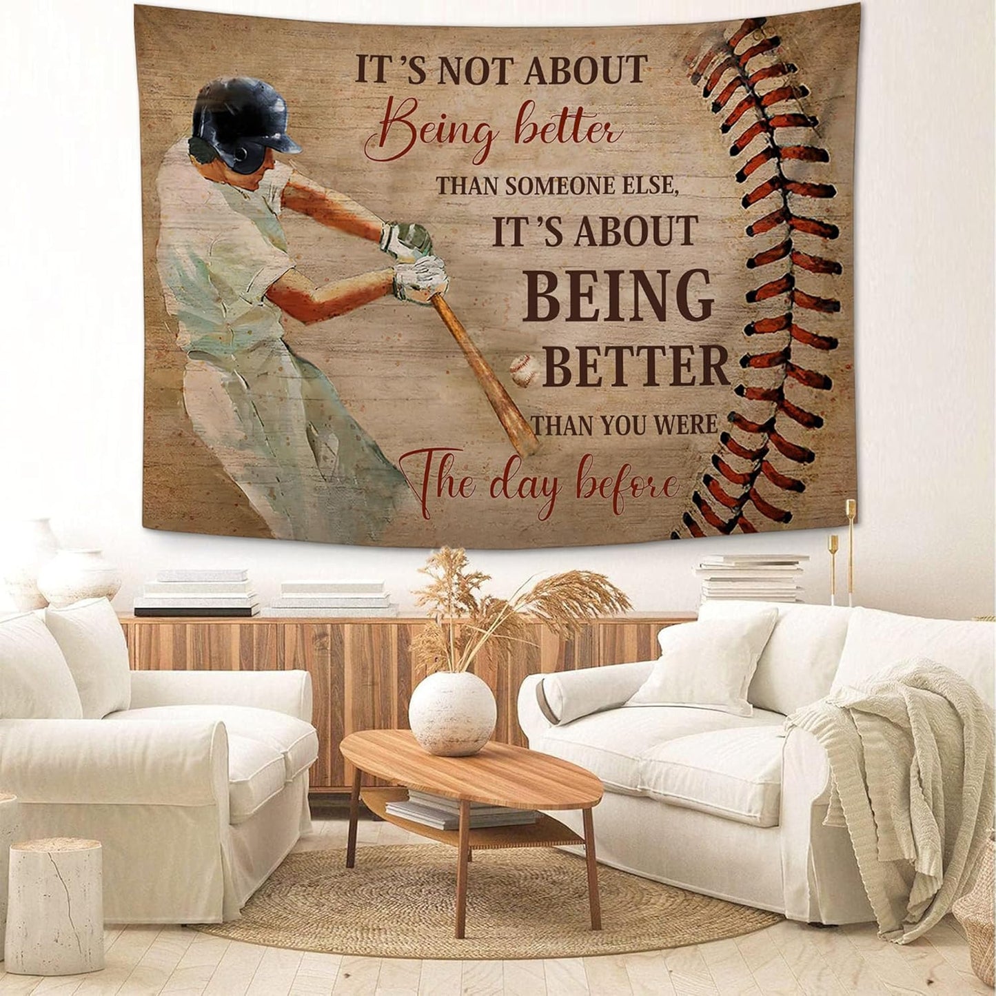 yowecso Baseball Tapestry Sport Theme Tapestry Wall Hanging for Bedroom Baseball Tapestries Aesthetic Wall Decor for Home Dorm Living Room 50"x60"