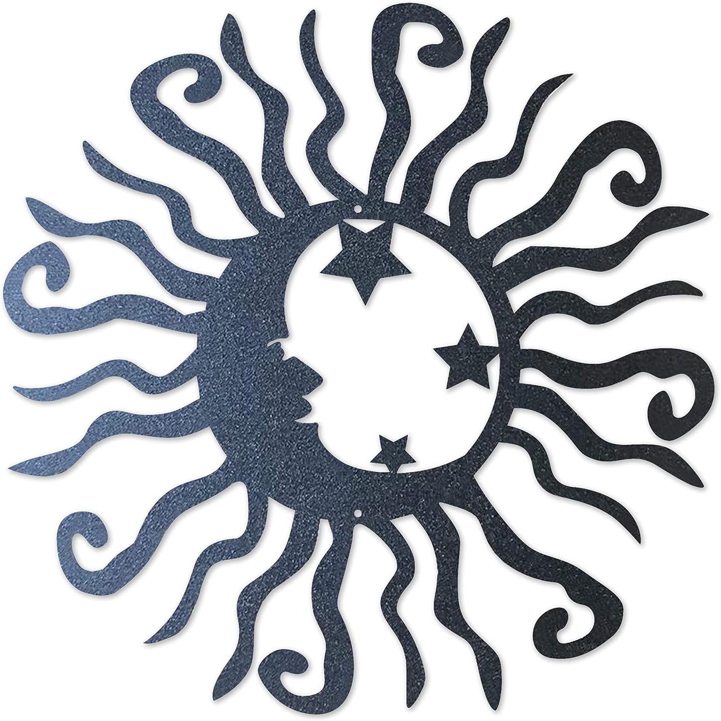 Riverside Designs Wacky Solar Moon Metal Wall Art Steel Outdoor Decor | Heavy-Duty and Waterproof | Made in USA (Black, 18L x 18W)