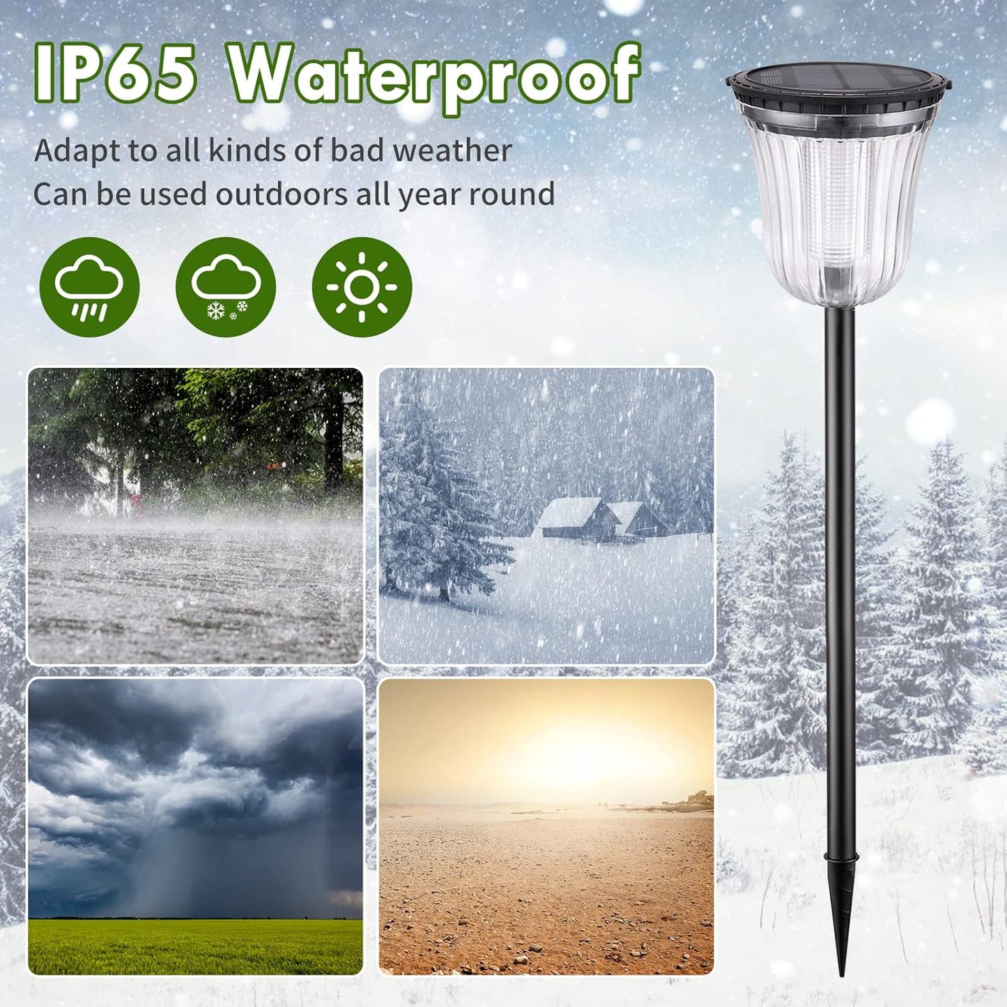 Solar Pathway Lights Super Bright 200 lumens with 2-in-1 Warm White and Daylight Modes, Solar Lights Outdoor Waterproof for Yard, Path, Sidewalk, Driveway or Walk Way Light(2 Pack)