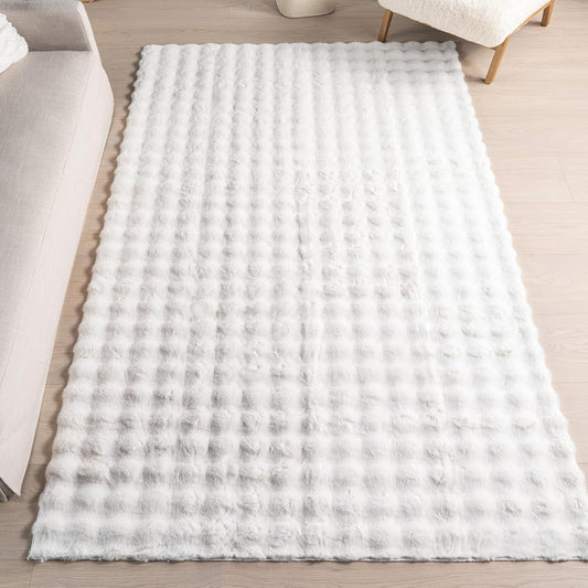nuLOOM Jeni Checkered 6 Round Machine Washable Area Rug for Living Room Bedroom Dining Room Kitchen, Off White