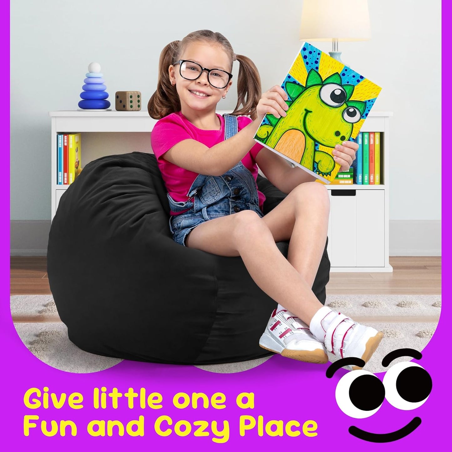 Hobestluk Bean Bag Chairs 2.5FT Bean Bag Chair with Memory Foam Filled & Machine Washable Cover,Beanbag Chair, Small Bean Bag Chairs for Playroom, Living Room, Bedroom