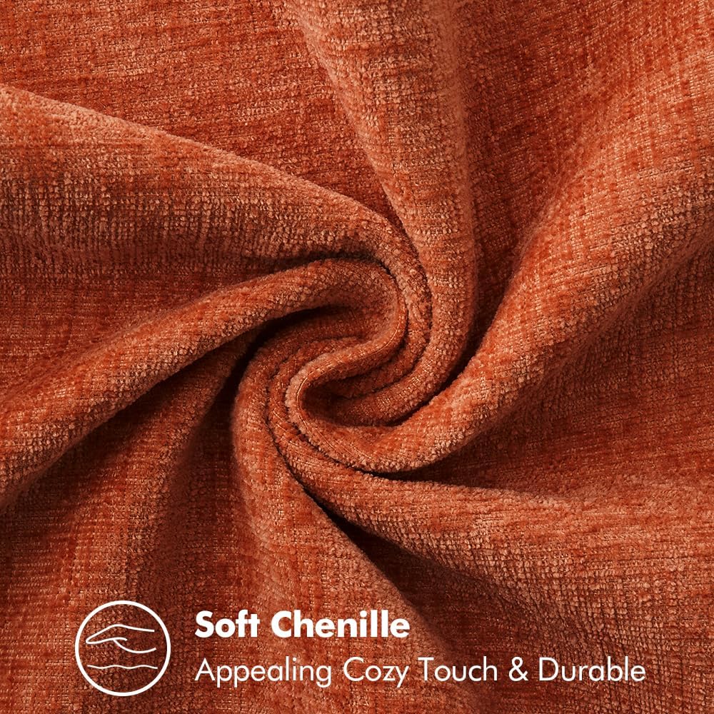 MIULEE Pack of 2 Fall Couch Throw Pillow Covers 12x20 Inch Rust Farmhouse Decorative Pillow Covers with Stitched Edge Soft Chenille Solid Dyed Pillow Covers for Sofa Bed Living Room