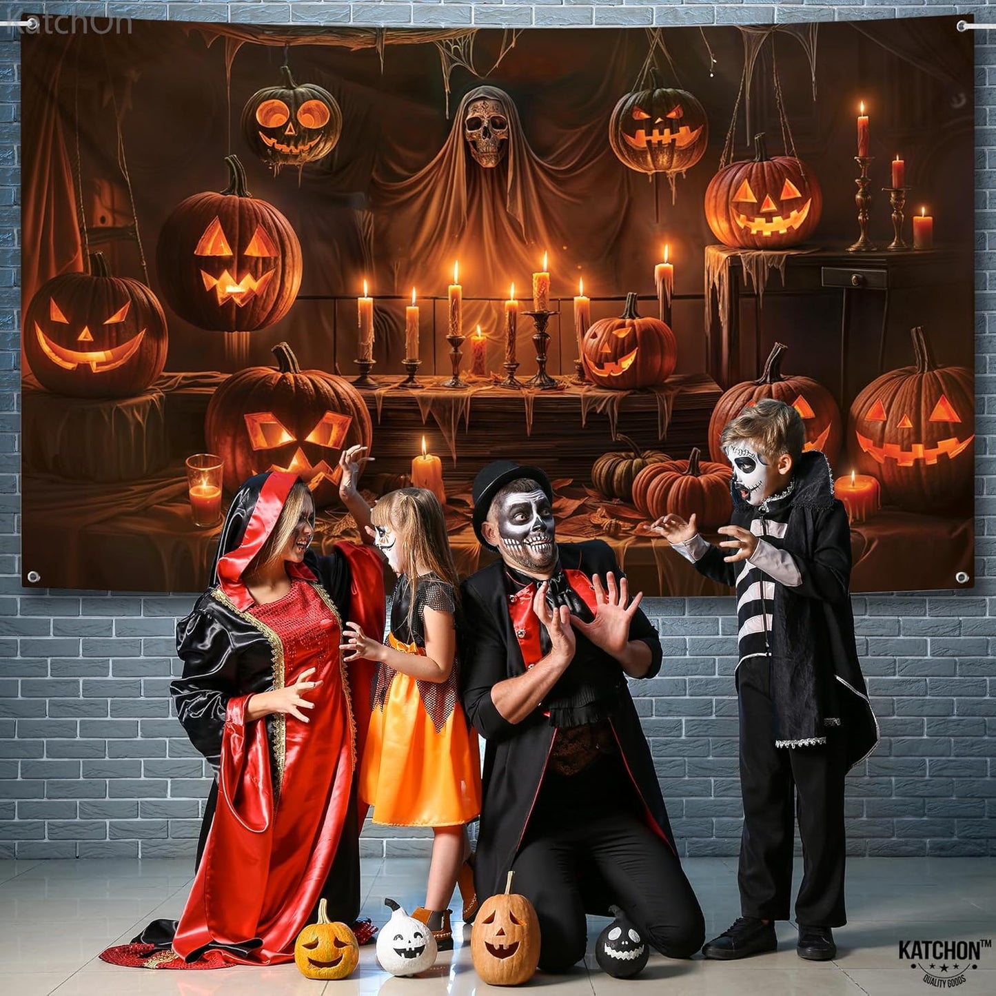 KatchOn XtraLarge Spooky Backdrop - 72x44 Inch | Halloween Photo Backdrop & Banner for Party Decorations