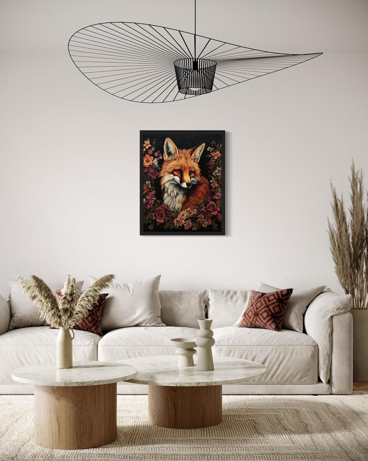 Fox and Flower Poster Art Print, Halloween Scary Vintage Wall Art Academia Spooky Painting Decoration for Horror Prints, Gothic Posters Bedroom Decor 89 (Fox and Flower, 8 x 10 inches, Unframed)