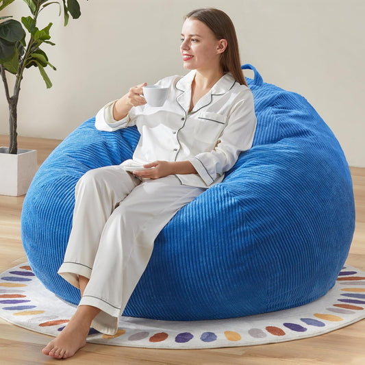 Hobestluk 3.5FT Bean Bag Chair Adult Bean Bag Chair Large Bean Bag Chair with Filler Included Teardrop Bean Bag with Removable Cover for Bedroom Living Room - (Large, Blue)