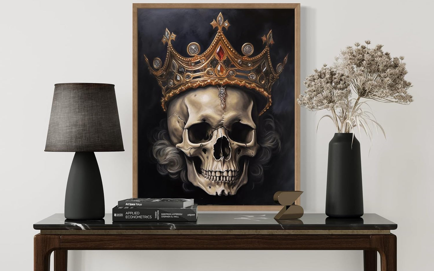 Skull Queen Poster Art Print, Halloween Scary Vintage Wall Art Academia Spooky Painting Decoration for Horror Prints, Gothic Posters Bedroom Decor 89 (Skull Queen, 11 x 14 inches, Wood Frame)