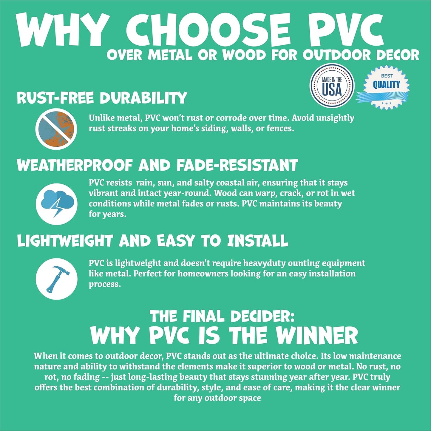 Outdoor Anchor Wall Decor, Nautical Beach House Sign, Weatherproof PVC Anchor with Chain, Ocean Marine Art for Indoor Outdoor Use (4 Foot)