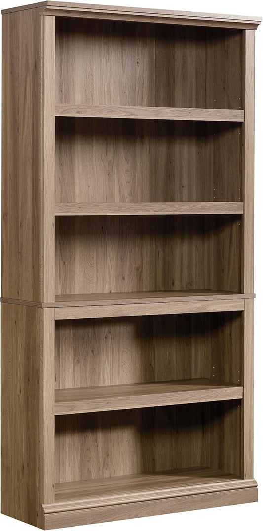 Sauder 5 Tier Book Shelf Wooden Bookcase Multipurpose Bookshelf for Home Office, Living Room, in Salt Oak finish