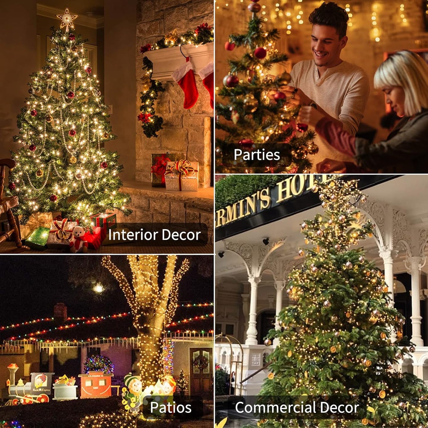 Battery Operated Christmas Lights 4 Pack 20 LED Mini String Lights with 8 Modes Waterproof Tree Lights for Xmas Outdoor Indoor Holiday Party Garden Decor, Warm White