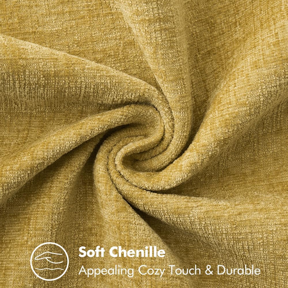 MIULEE Pack of 2 Couch Throw Pillow Covers 18x18 Inch Mustard Yellow Farmhouse Decorative Pillow Covers with Stitched Edge Soft Chenille Solid Dyed Fall Pillow Covers for Sofa Bed Living Room