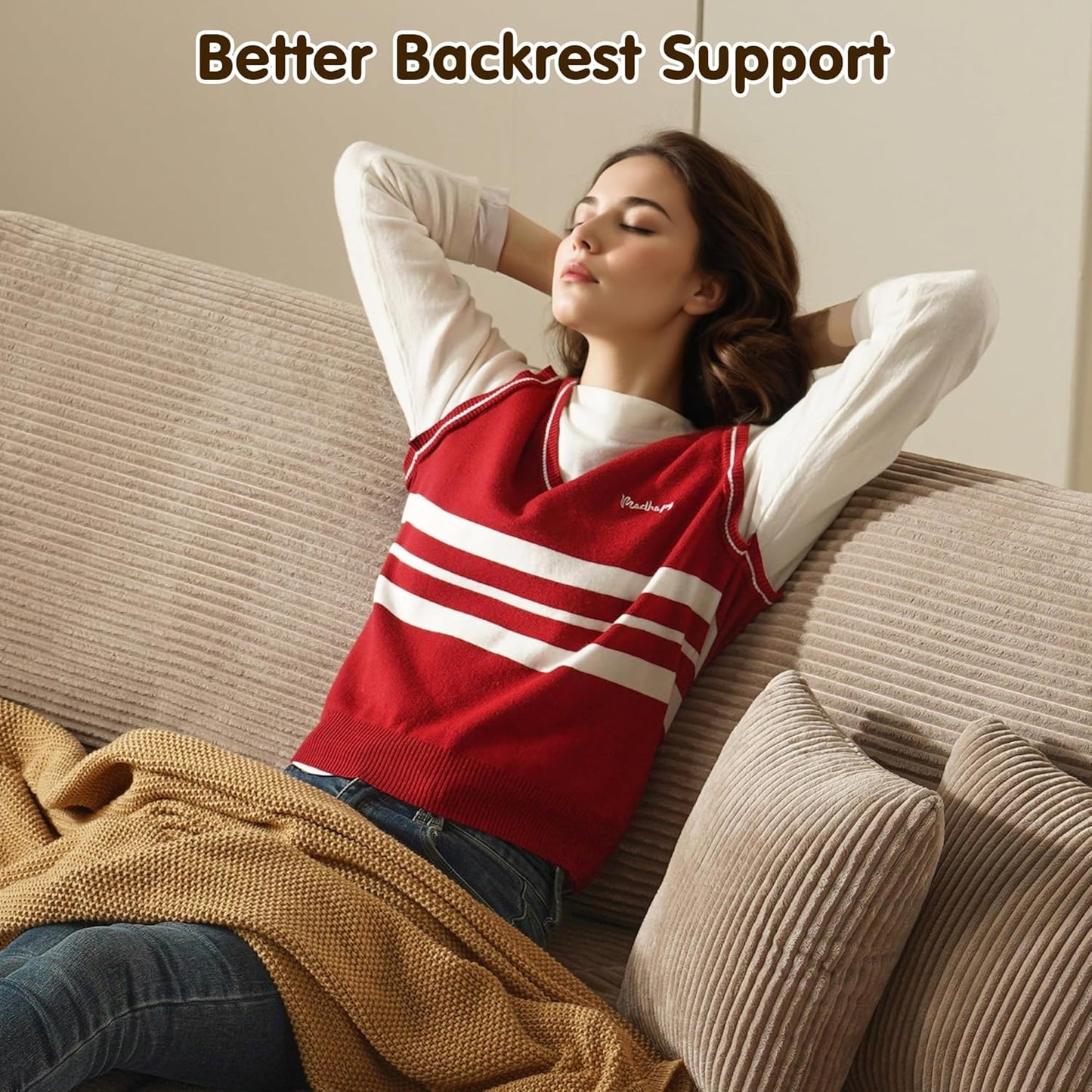 ovios 81" Oversized Sectional Double Lounge Chaise with Cloud Plush Sofa Bed, No Assembly Required, Fluffy Modern Sleeper Loveseat Chair for Indoor Living Room Bedroom Reading, Camel (Corduroy Fabric)