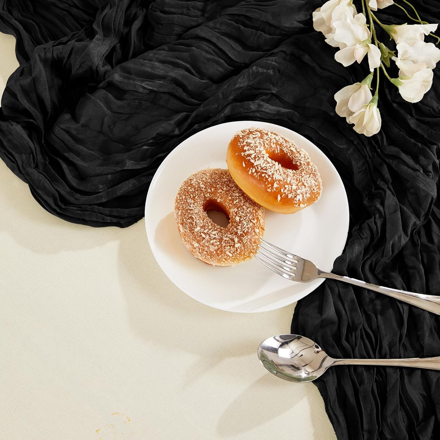 6 Pack Halloween Cheesecloth Table Runner 10FT Long Black Boho Gauze Table Runner Rustic Sheer Runner for Halloween Decoration Wedding Baby Shower Birthday Party Table Decor Thanksgiving Christmas