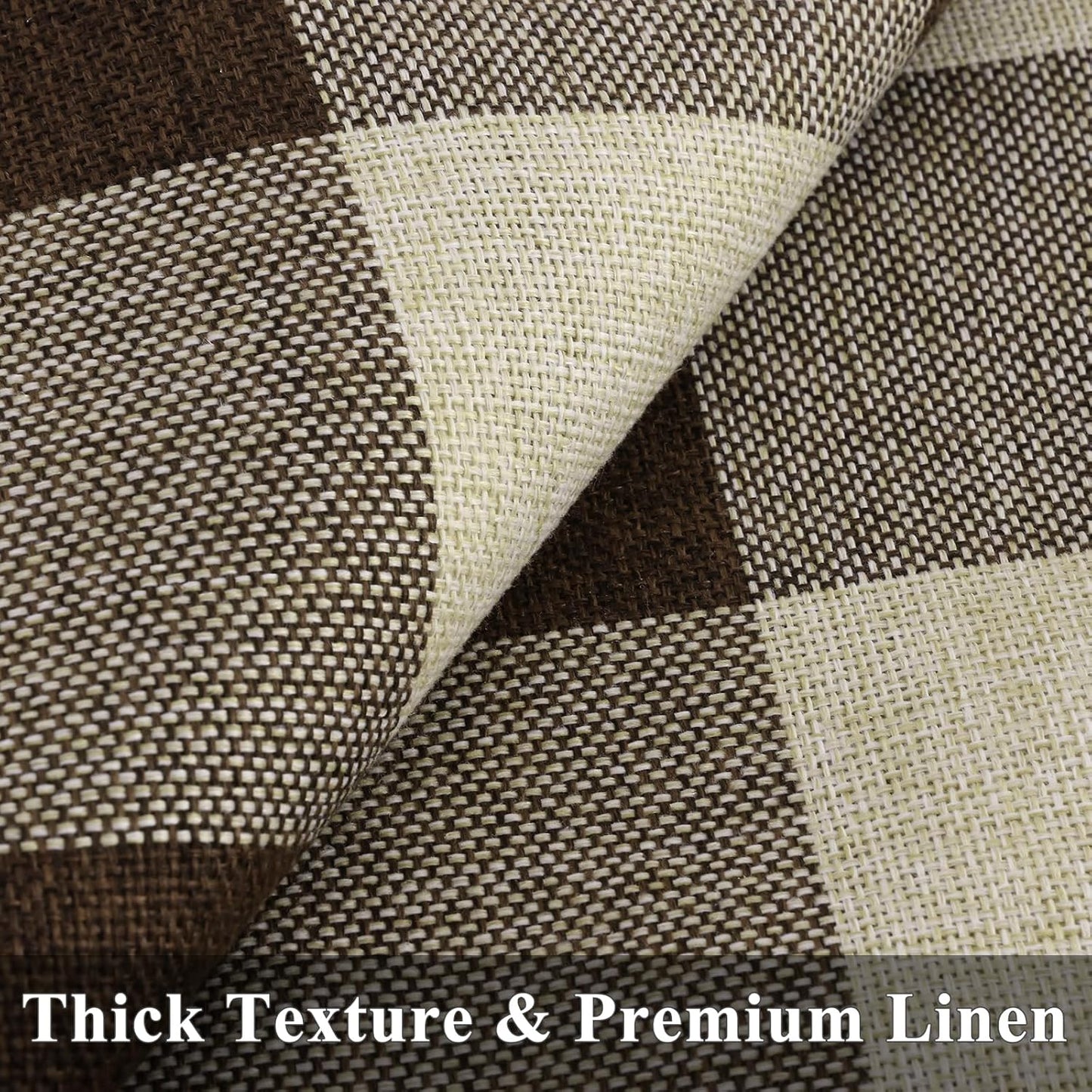 decorUhome Buffalo Plaid Check Throw Pillow Covers 20x20 Set of 2, Outdoor Decorative Farmhouse Neutral Pillow Covers with Stitched Edge for Bed Couch Sofa, Brown and Beige