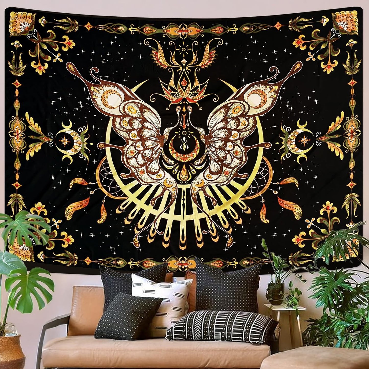 CHDGDHC Butterfly Tapestry - Moth Wall Hanging, UV Resistant, Waterproof, Machine Washable, Lightweight, Psychedelic Bedroom Aesthetic Decor for Bedroom, Living Room, Yoga Room - 79.92x59.84 Inch