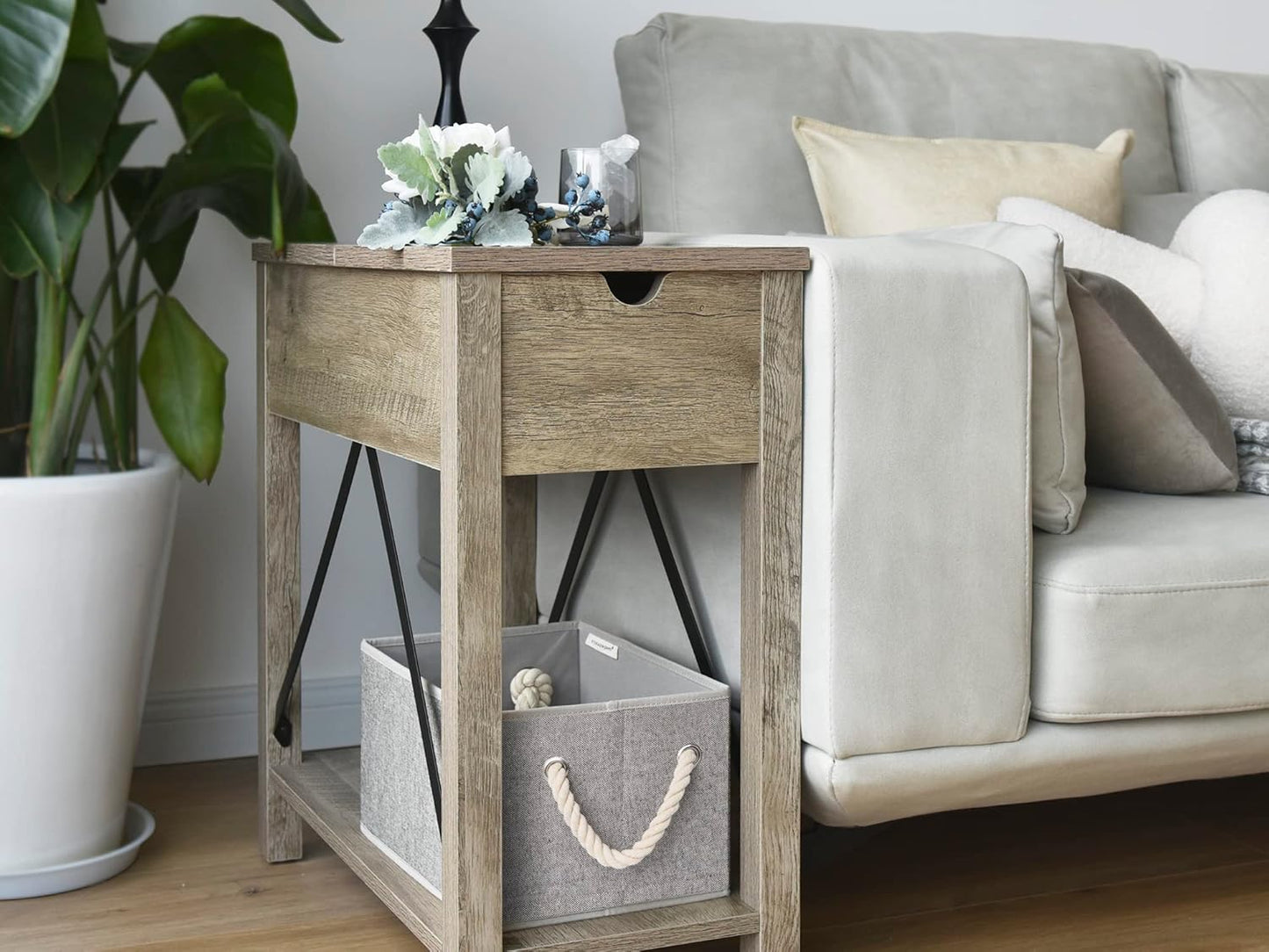 StorageWorks Storage Baskets for Shelves, Foldable Fabric Closet Storage Bins with Handles, Fabric Storage Bins Clothes Organizer, Gray, 3-Pack, Small