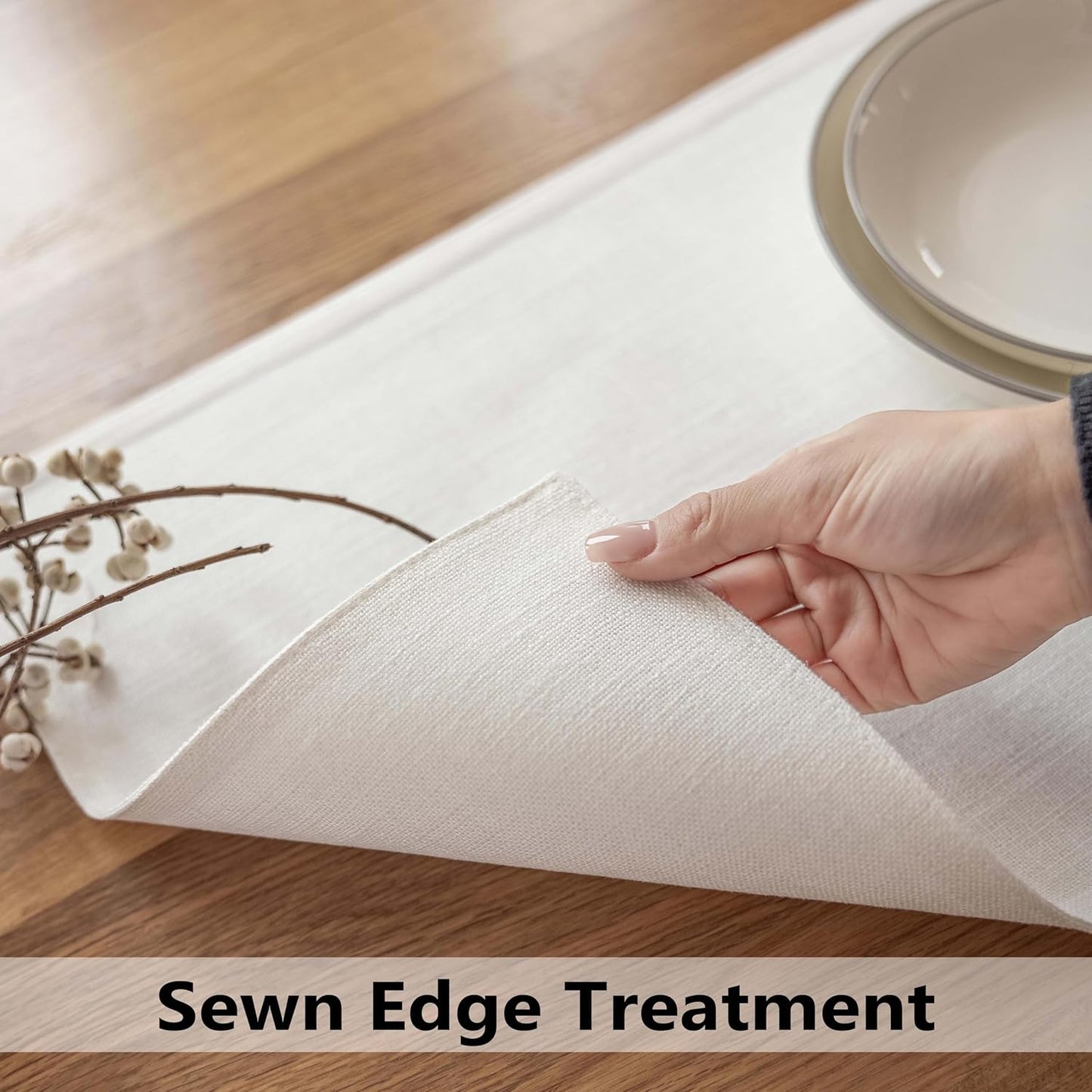 Demetex White Placemats Set of 4 Heat Resistant Cloth Place Mats Linen Dining Table Mats for Wedding Party Decor, Pure White