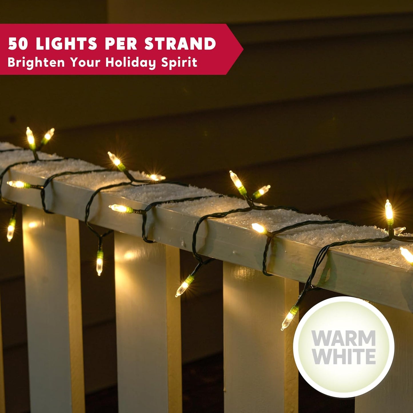 Joiedomi LED Christmas String Lights,2×50 Count 31.4FT Battery Operated Christmas Tree Fairy Lights with 8 Modes,Multifunction Green Wire for Xmas Decor Party Holiday House,Warm White