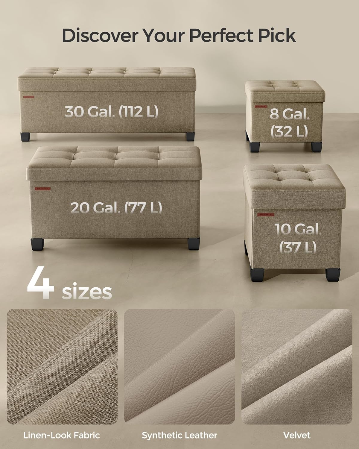 SONGMICS Storage Ottoman Bench, Foldable Foot Rest with Legs, 15 x 43 x 15.7 Inches, End of Bed Bench, Storage Chest, Load up to 660 lb, for Living Room, Bedroom, Entryway, Camel Brown ULSF018K01