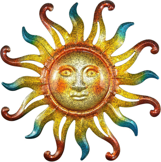 MACLARONX Metal Sun Wall Decor, Sun Face for Outdoor Garden Fence Yard Art Porch Door Patio Living Room Home Decorations Farmhouse Indoor Gift for Housewarming, Y1