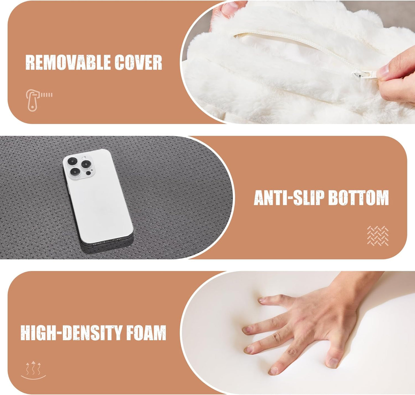 Hobestluk Rectangle Ottoman Memory Foam Footrest for Couch with Removable Cover Large Floor Seating for Adults Ottoman Coffee Table for Living Room, Bedroom or Office (Strip White, Footrest)