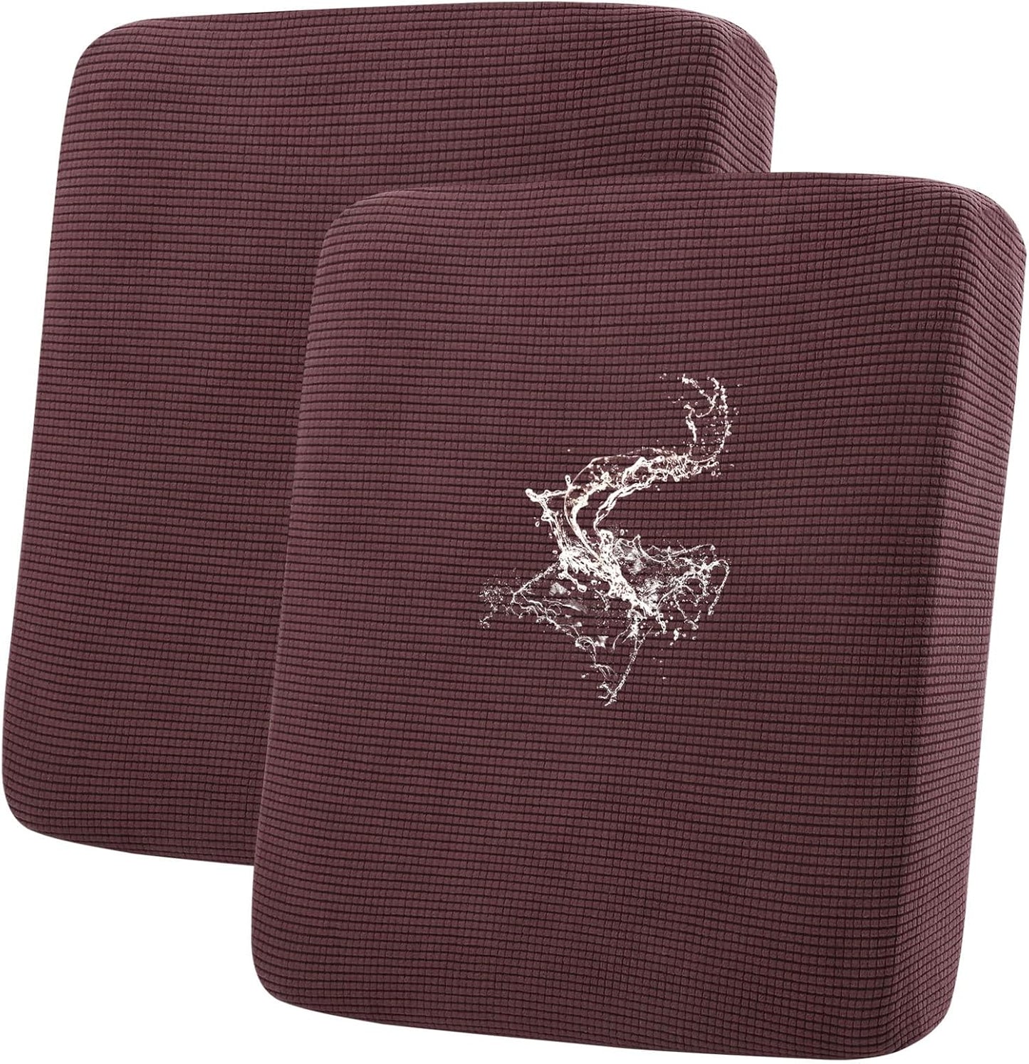 hyha Waterproof Couch Cushion Covers for Pets, Non Slip Sofa Seat Cover for Dogs Washable, Soft Thick Stretch Jacquard Fabric, Sofa Slipcovers with Elastic Bottom (2 Pieces, Chocolate)