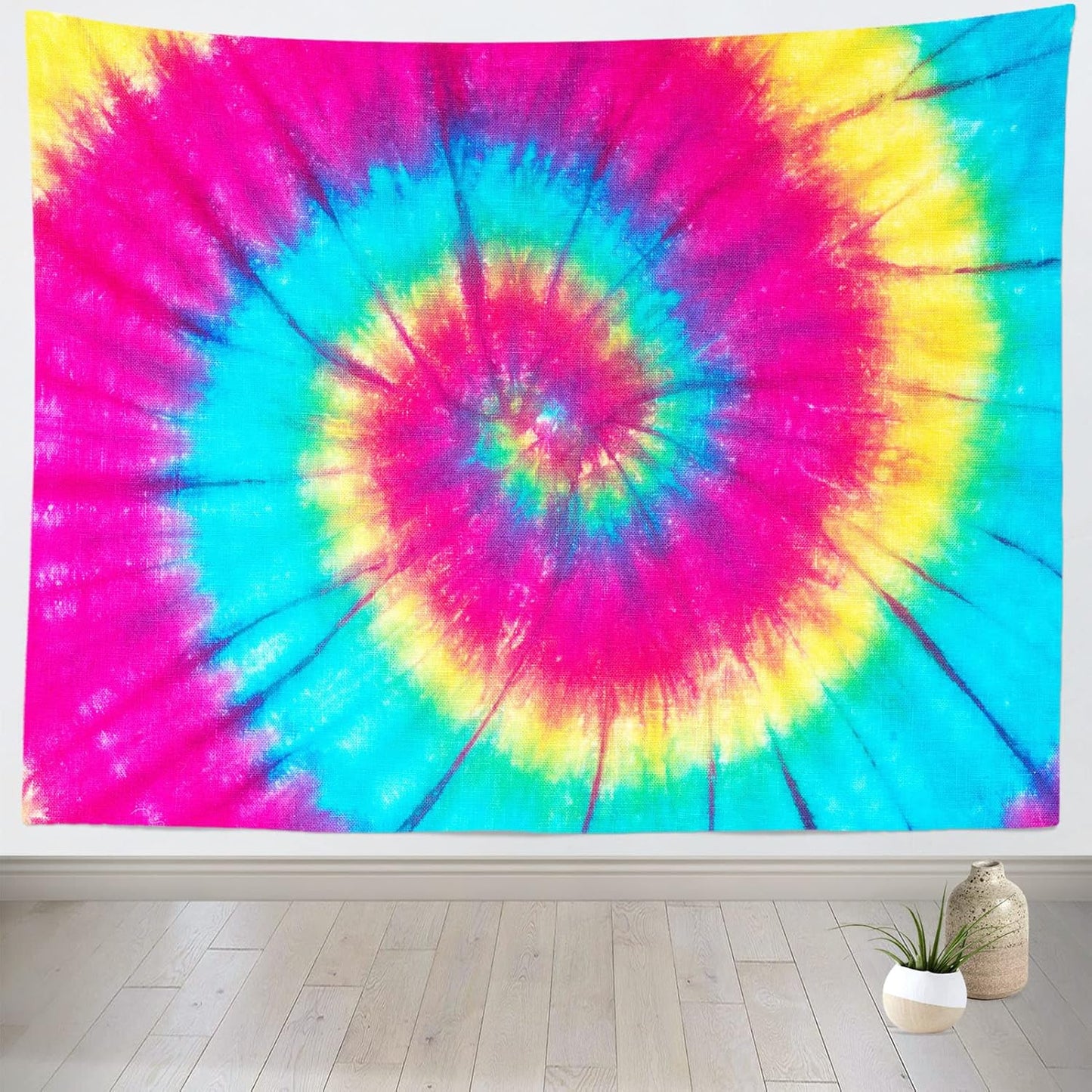 BELECO Tie Dye Tapestry Fabric Wall Hanging 60x40 Inch Groovy Sign Rainbow Tapestry Backdrop Colorful Spiral Tie Dye Party Decorations Tie Dye Art Tapestries for Bedroom Living Room Dorm Decor