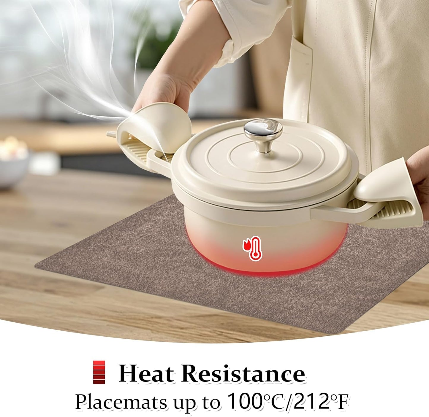 FROMHEART Faux Leather Placemats Set of 12–Waterproof,Heat/Oil Stain-Resistant PU Table Mat–Reversible,Non-Slip,Easy to Clean Place Mats for Kitchen,Dining,Indoor/Outdoor,(Dark Coffee,11.8" x 17")