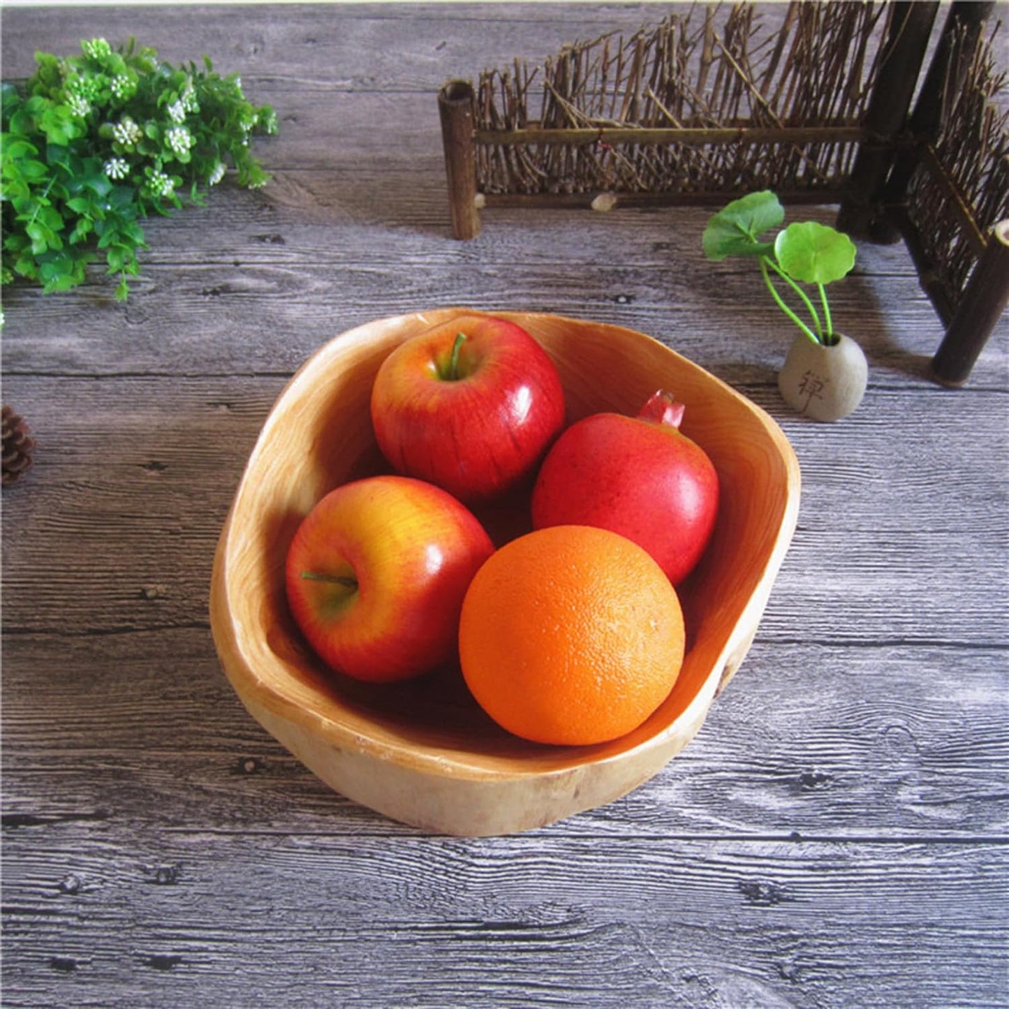 Wooden Bowl Decorative Natural Wood Fruit Bowl, Irregular Creative Wood Bowls, Rustic Hand Carved Candy Snack Keys Serving Bowls for Home Decor (6"-8" Diameter)