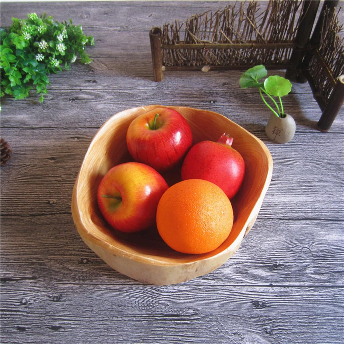Wooden Bowl Decorative Natural Wood Fruit Bowl, Irregular Creative Wood Bowls, Rustic Hand Carved Candy Snack Keys Serving Bowls for Home Decor(8"-10" Diameter)
