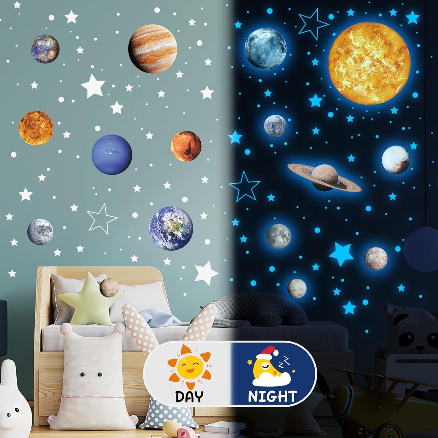 Solar System Wall Decals Glow in The Dark Stars 780 PCS, Glowing Planets Stickers for Ceiling, Nursery Wall Stickers for Bedroom, Kids Room Decorations (Blue)
