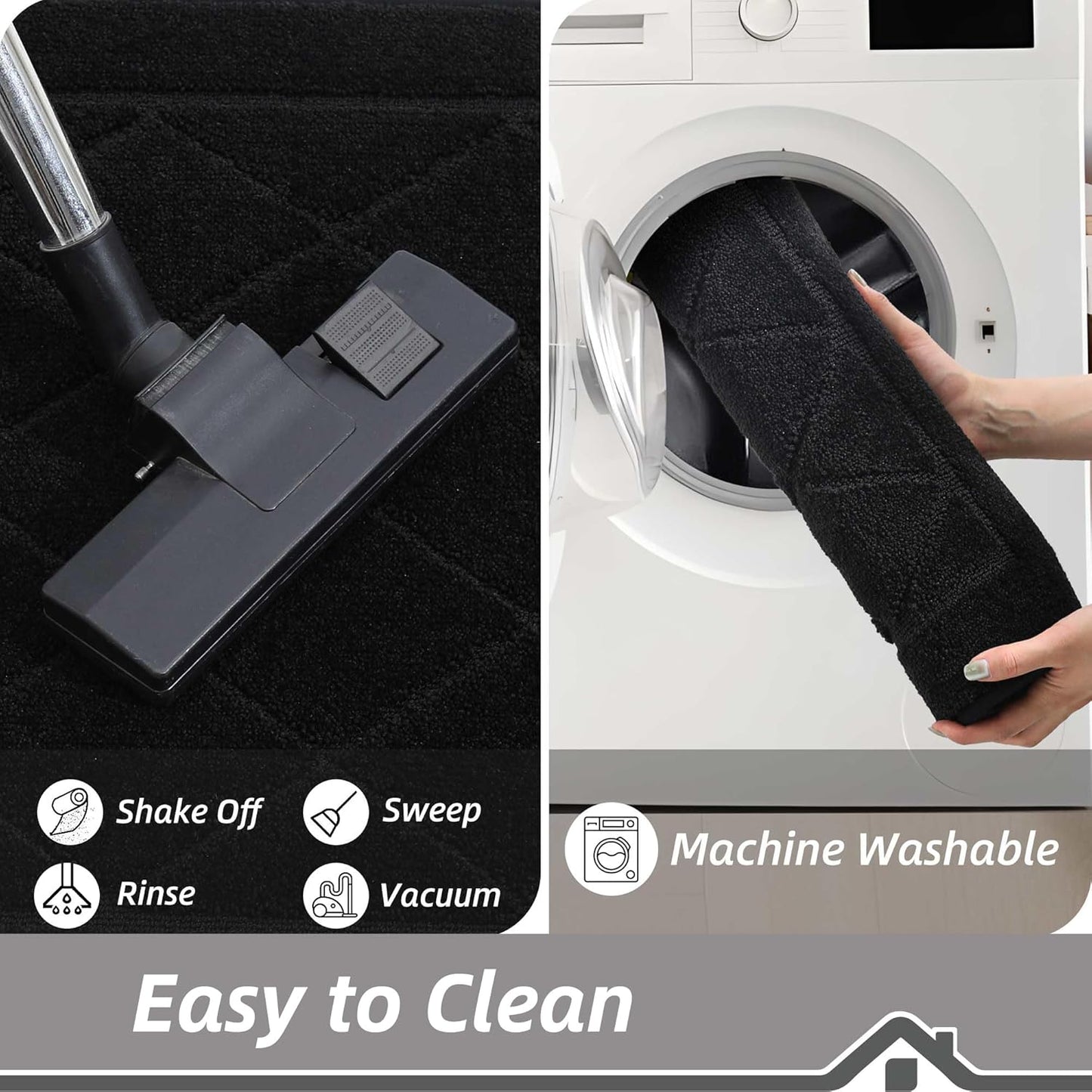 BEQHAUSE Dirt Trapper Door Mat 24" x 36", Doormat Non-Slip Entryway Rugs Washable, Dog Door Mat Stain Resistant and Absorbent Welcome Floor Mat for Front Back Door, Muddy Wet Shoes & Paws, Black