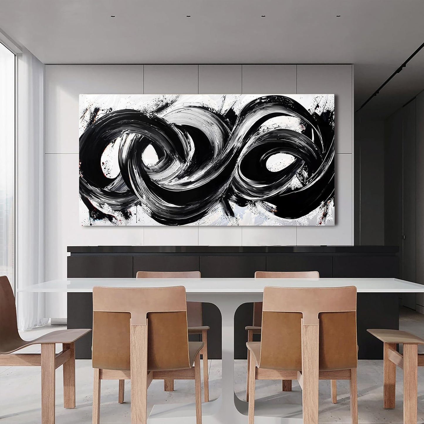 Abstract Wall Art Decor Wall Pictures for Living Room Abstract Canvas Art Wall Decor Large Black and White Wall Art Prints Oversized Minimalist Wall Art Decorations Bedroom Home Wall Art Decor 29" X 58"