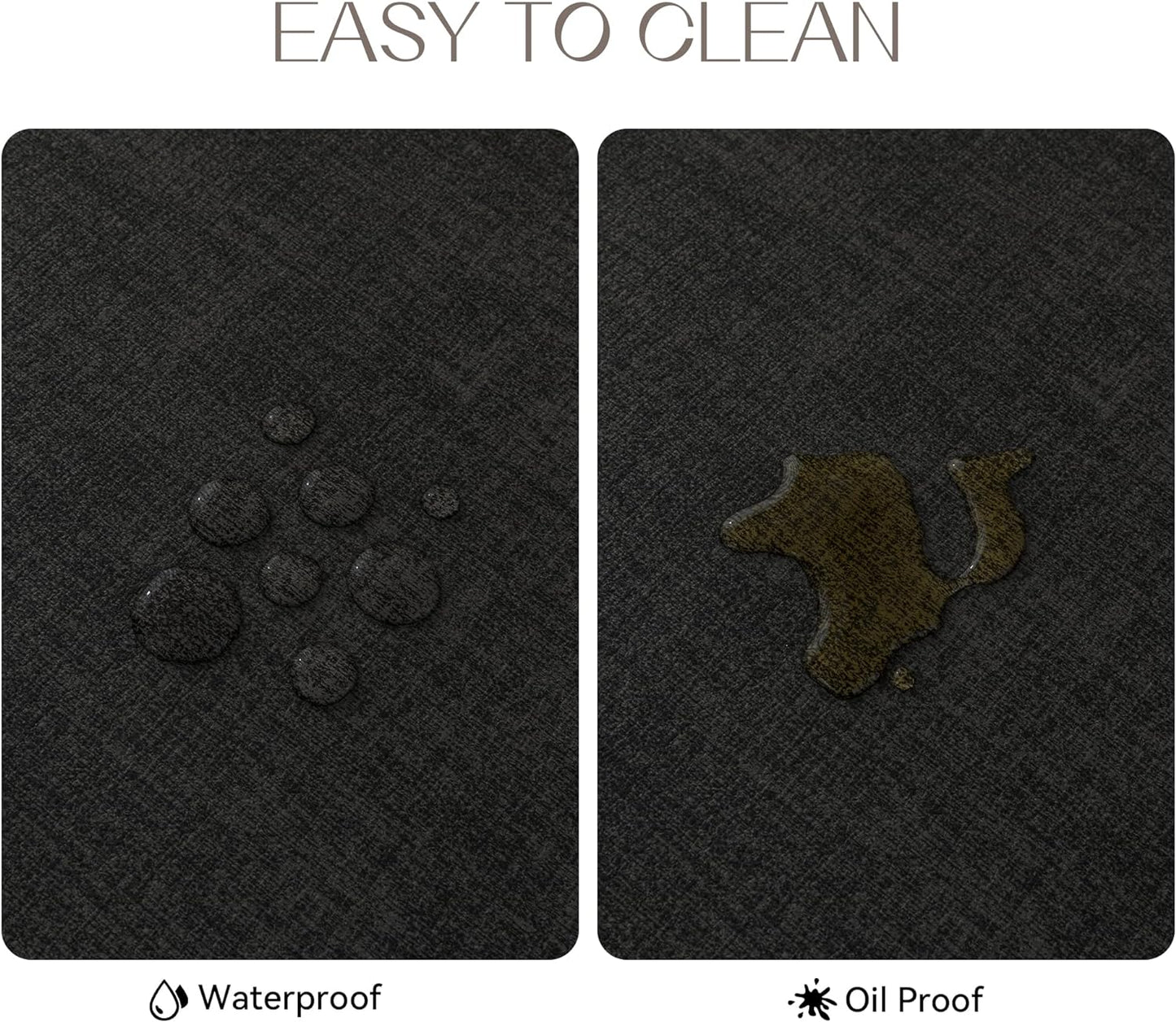 Romanstile Reversible Vinyl Placemats Set of 6, Faux Leather 100% Waterproof Oil-Proof Wipeable Place Mats, Heat Resistant Dual Sided Table Mats for Kitchen/Dining/Party (Black, 12 x 18 Inch)