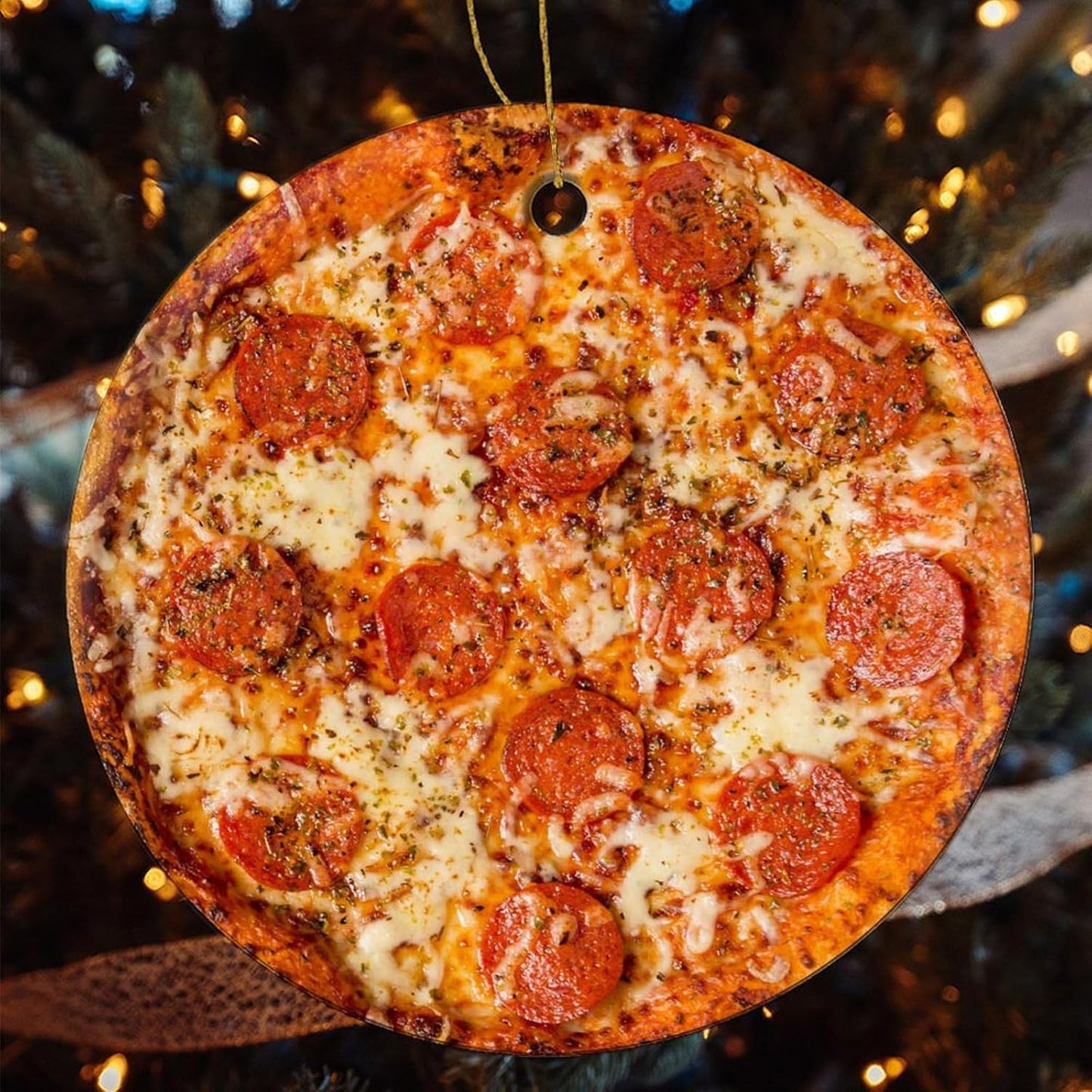 Personalized Christmas Ornaments - Custom Picture & Text Ornaments for Christmas 2024, Baby's 1st Christmas Ornament with Picture for Xmas Tree Custom Gifts for Family, Mom, Dad, Friend (Pizza)