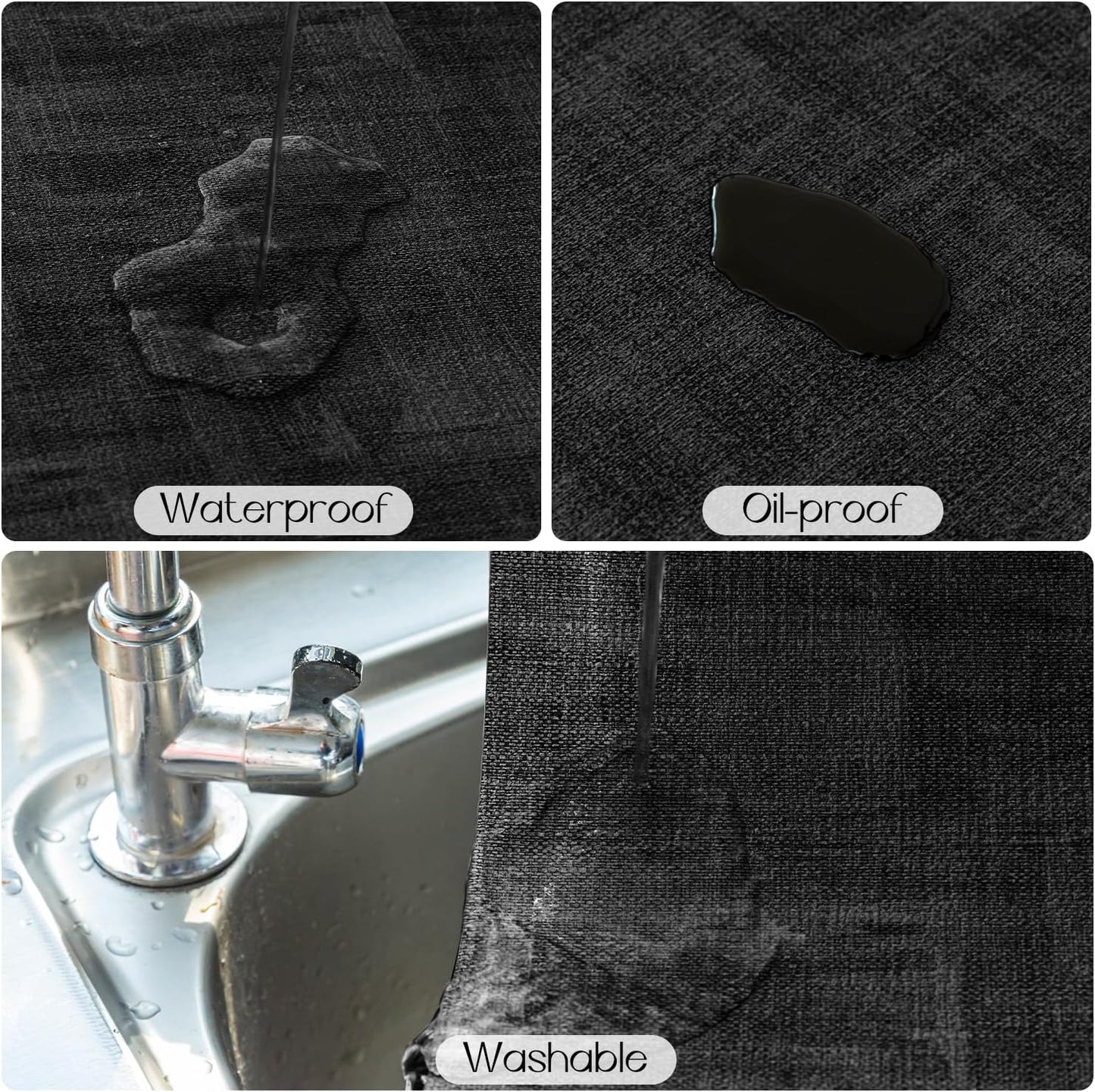 Romanstile Reversible Vinyl Placemats Set of 8, Faux Leather 100% Waterproof Oil-Proof Wipeable Place Mats, Heat Resistant Dual Sided Table Mats for Kitchen/Dining/Party (Grey Black, 12 x 17 Inch)