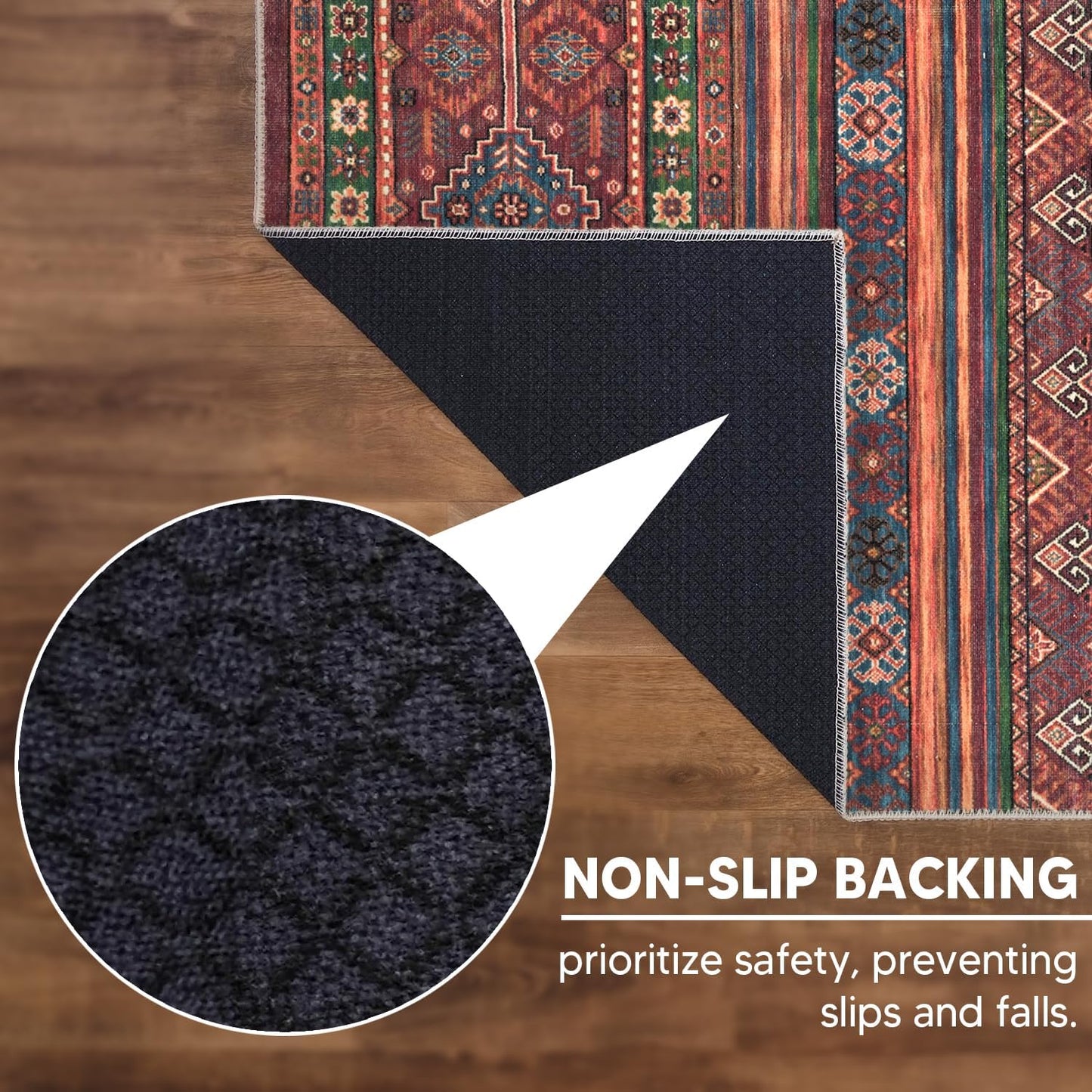 Keen Home Design 9x12 Rug - Machine Washable Area Rug with Non-Slip Backing, Ideal for Living Room, Dining Room, Bedroom - Vintage, Easy Clean, Durable, Low Pile Rug - (9' x 12')