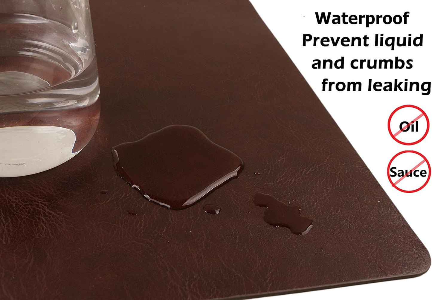 Faux Leather Placemats, Set of 8 PU Table Mats, Easy to Clean, Heat & Stain Resistant for Office Conference Table,Dinging Home Decor F Dark Brown
